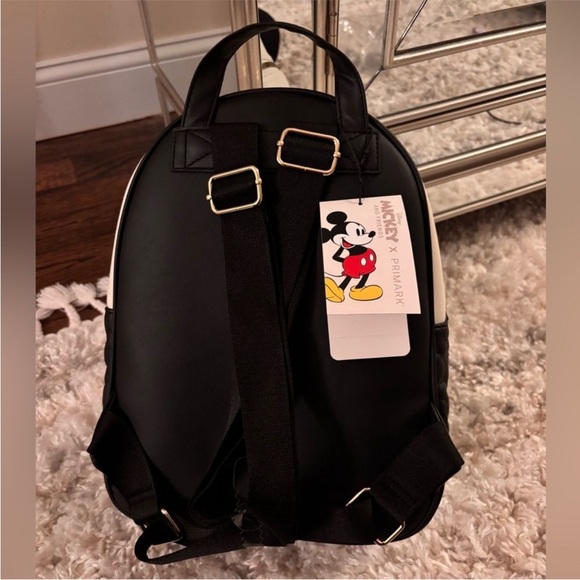 Disney Mickey Mouse Print Black and White Cream Embossed Backpack NWT - Picture 3 of 6
